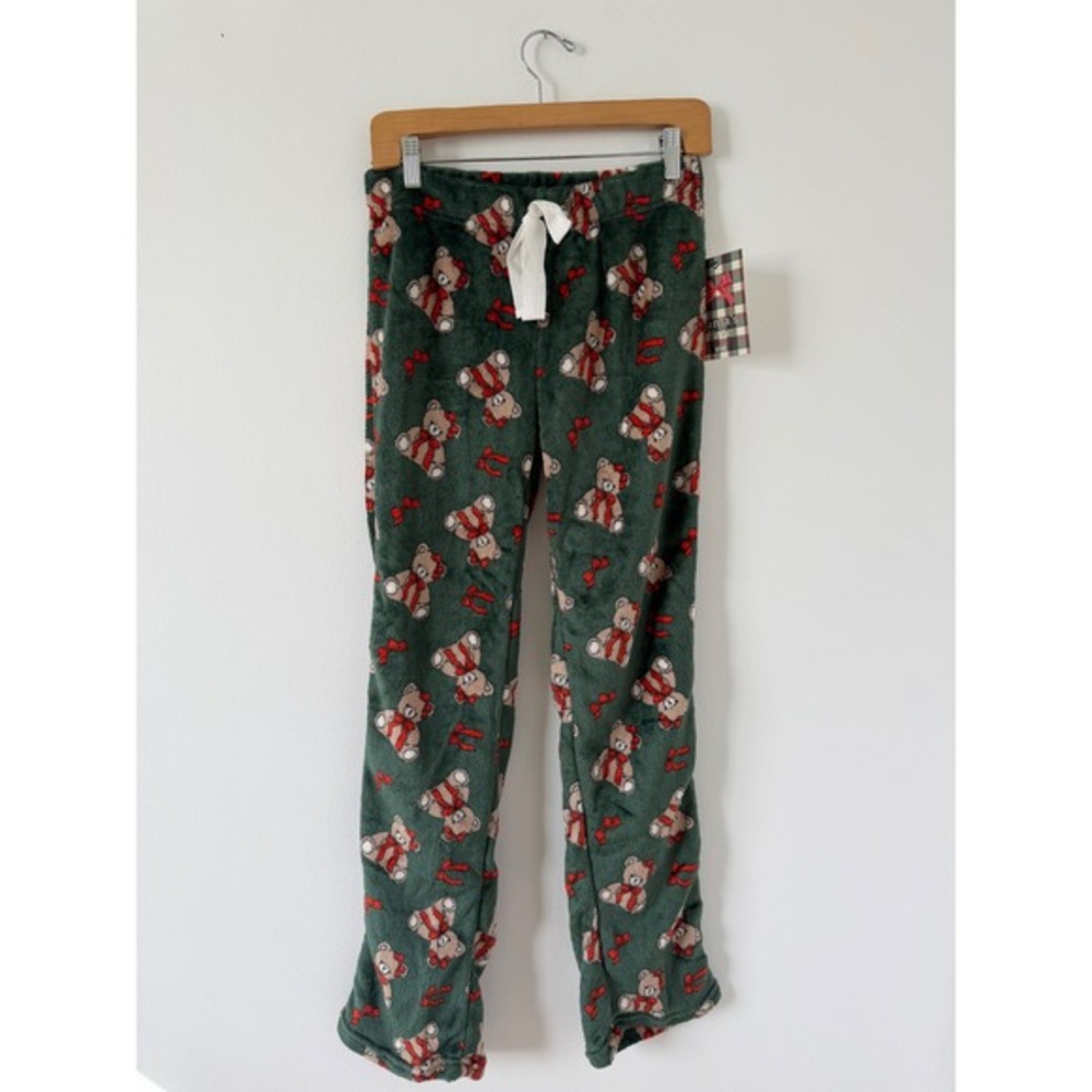 Women's Blink Soft Plush Fleece Pajamas – Green Bear Print –‎ Size Large – NWT